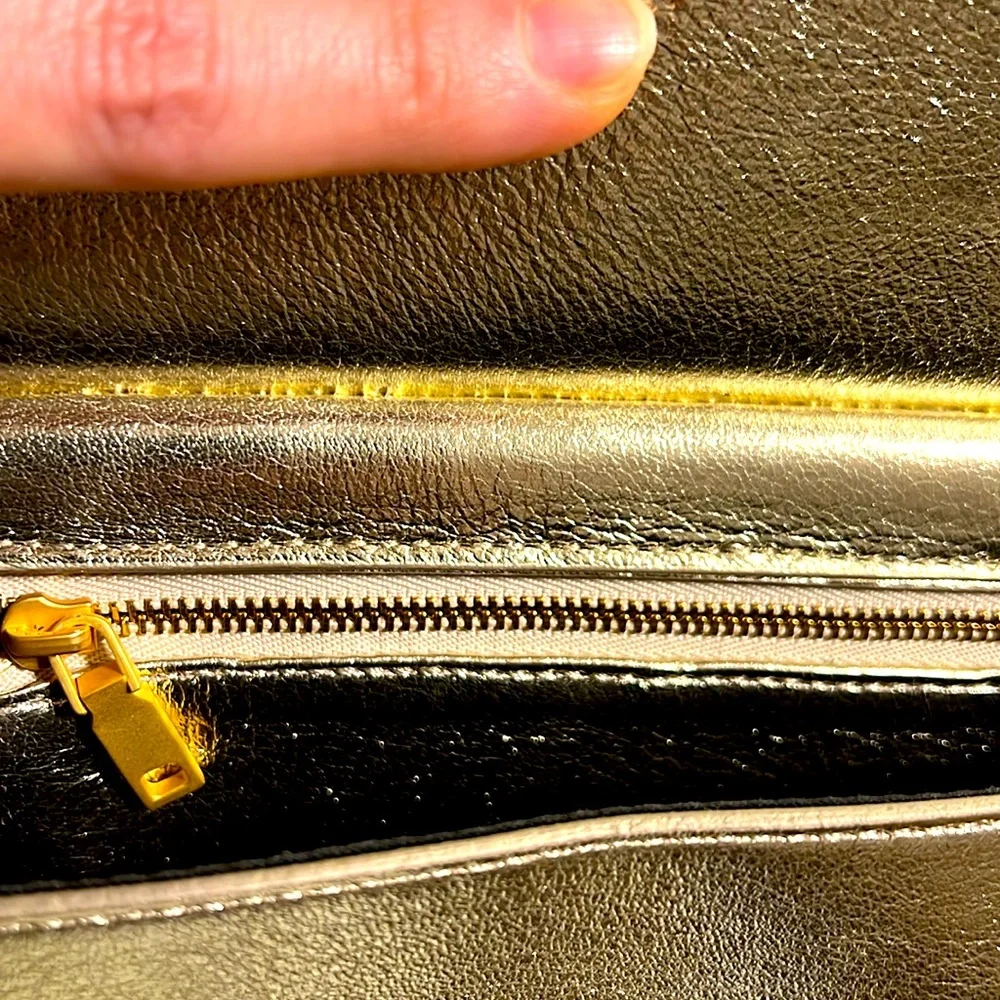 BUSCEMI. Gold Extra Large Backpack. Shiny Calf Skin. Gold Hardware.